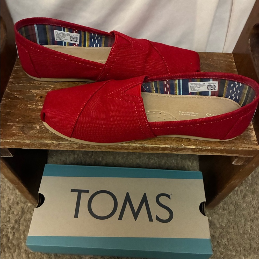 Toms Red Canvas Slip-On Shoes